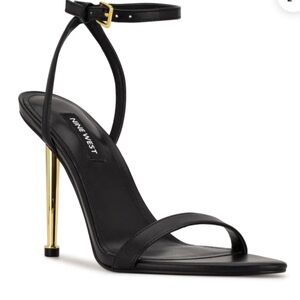 Nine West Reina Black and Gold Women's Stiletto Sandals